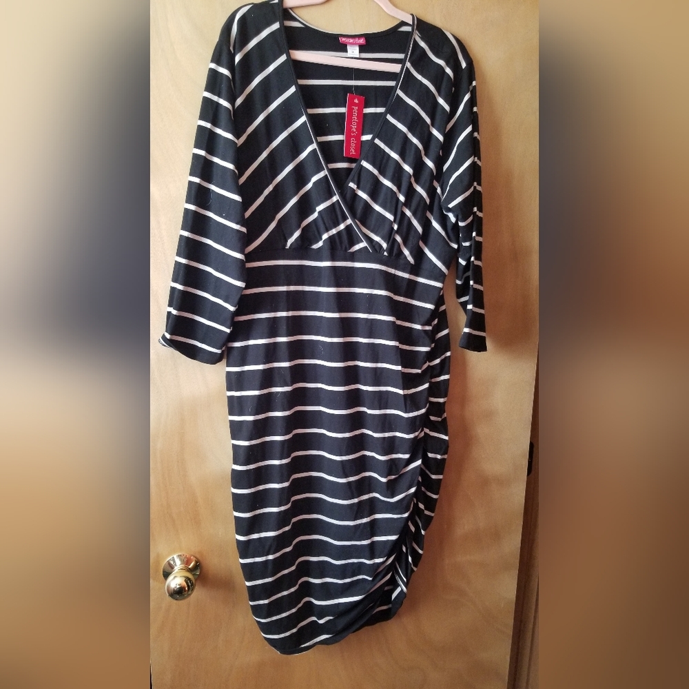 Black & White Striped Dress, 3x